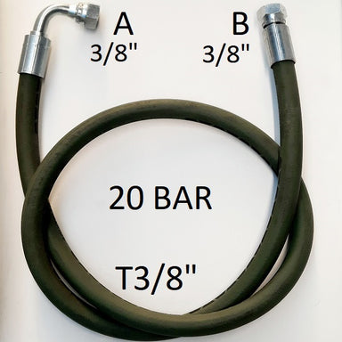 Tubo per VERNICI Antistatico 3/8" 20 Bar tenuta cono 60°, raccordo A) fil. GAS 3/8" FEM. 90° - raccordo B) fil. GAS 3/8" FEM. - Tecnocam Store