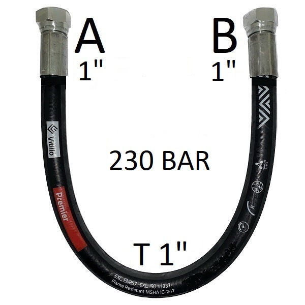 Tubo Oleodinamico Alta Pressione 1" 230 bar tenuta cono 60°, raccordo A) fil. GAS 1" FEM. - raccordo B) fil. GAS 1" FEM.