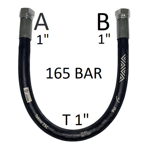 Tubo Oleodinamico Alta Pressione 1" 165 bar tenuta cono 60°, raccordo A) fil. GAS 1" FEM. - raccordo B) fil. GAS 1" FEM.