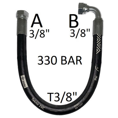 Flexible Hydraulique 2 Couches DN10 BSP 3/8" - Raccord 90° écrou DKR - Pression Service 330 Bar - 7