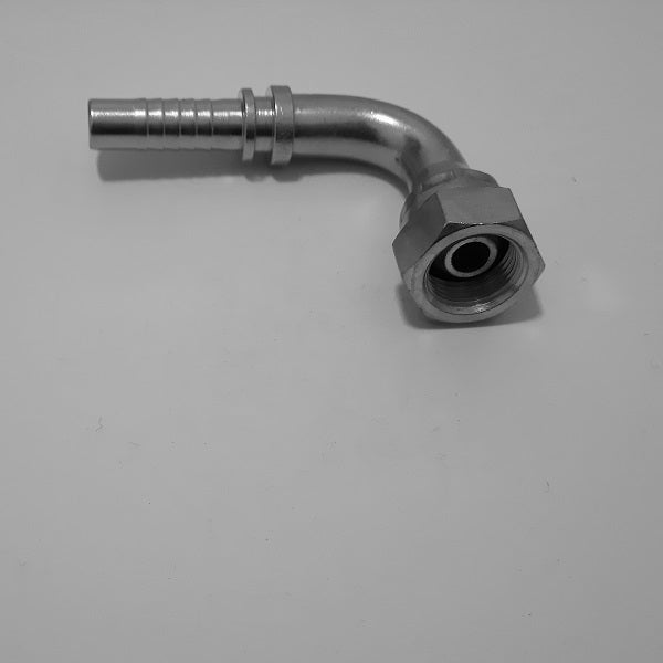 Raccordo oleodinamico a pressare femmina curvo 90° BSPP con cono 60°, vista aggiuntiva