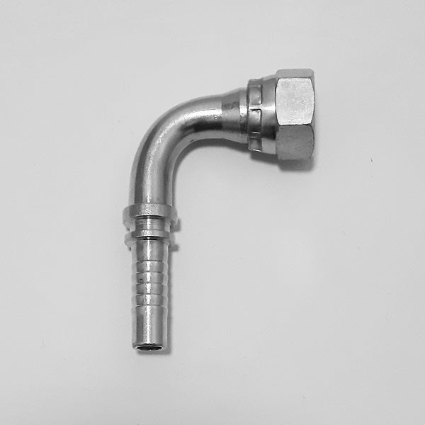 Raccordo oleodinamico a pressare femmina curvo 90° BSPP con cono 60°
