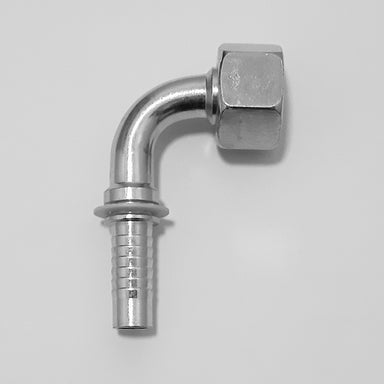 Hydraulische weibliche 90°-Winkel-Pressarmatur DIN 2353 mit 24°-Konus und metrischem Gewinde sowie O-Ring