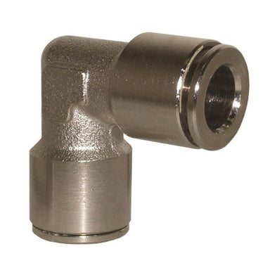 Raccordo automatico push-in a gomito intermedio in ottone nichelato