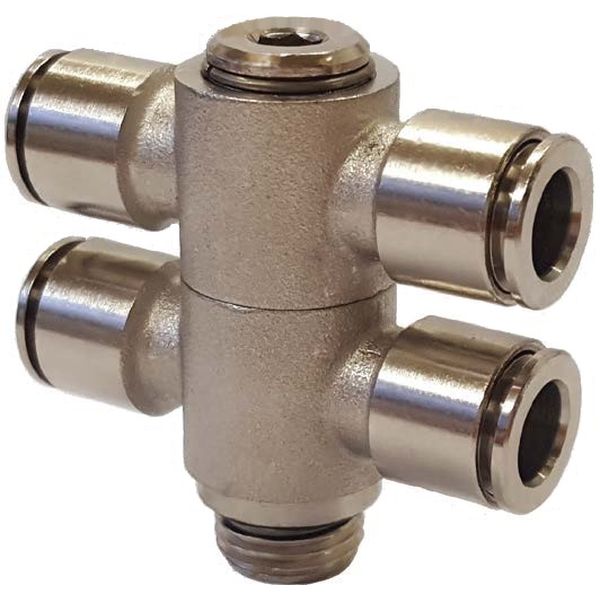 Raccordo Automatico Push-In Girevole a Quattro Ingressi in Ottone Nichelato