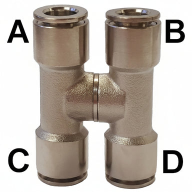 Drehbarer Vierwege-Pneumatik-Steckverbinder aus vernickeltem Messing
