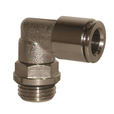 Raccordo automatico push-in a gomito maschio BSPP girevole in ottone nichelato