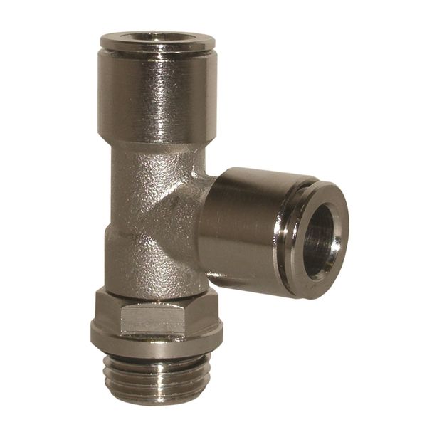 Raccordo Automatico Push-In a T Laterale Maschio BSPP Girevole in Ottone Nichelato