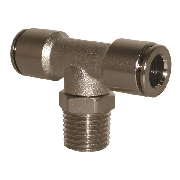 Raccordo Automatico Push-In a T Centrale Maschio BSPT Girevole in Ottone Nichelato