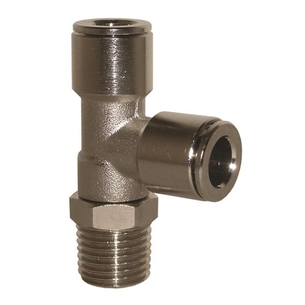 Raccordo Automatico Push-In a T Laterale Maschio BSPT Girevole in Ottone Nichelato